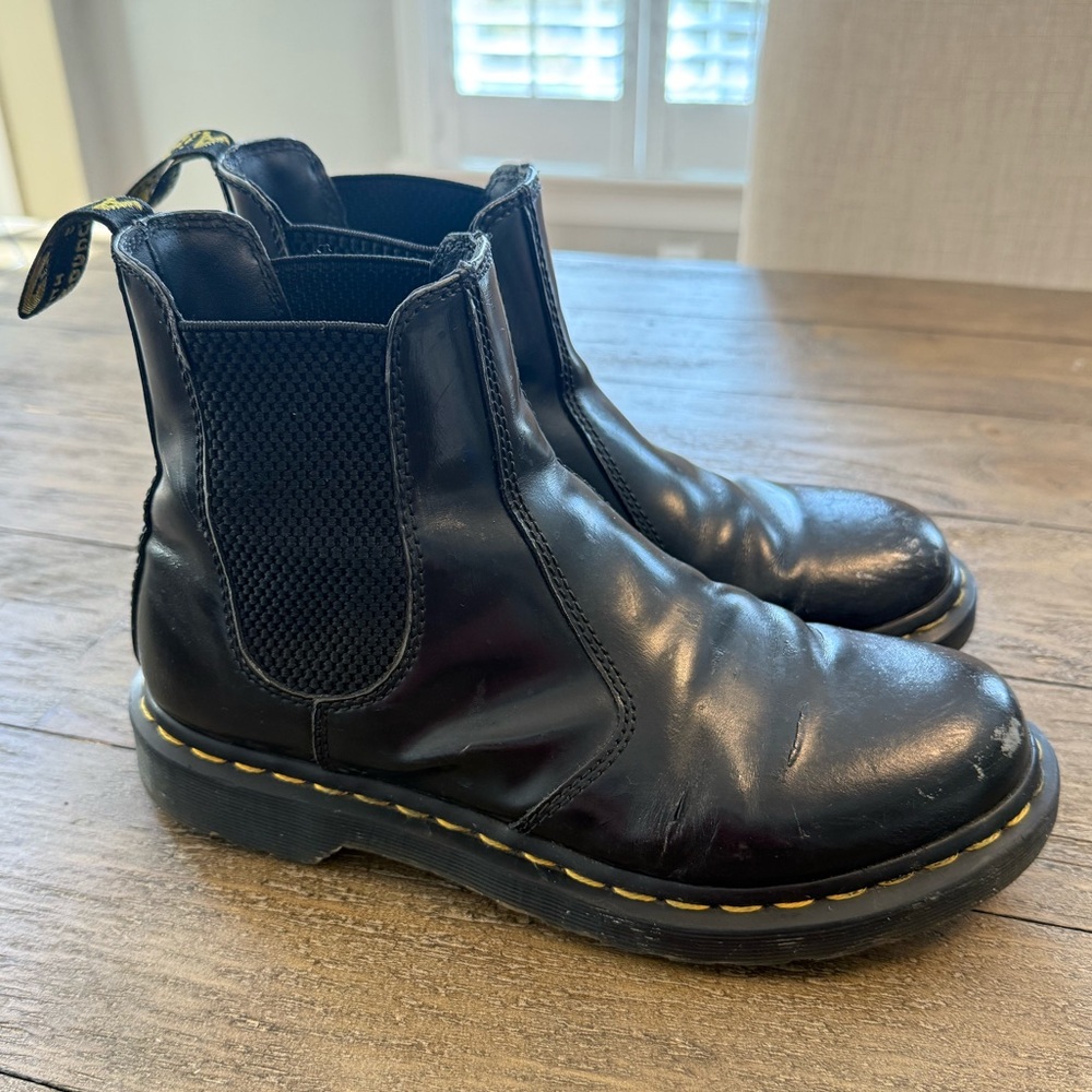 Dr. Martens Black Leather Chelsea Boots, Size 7 Women’s